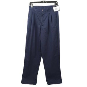 Izod Navy Blue Chino Pants Boys Size 20 Regular Cotton Pleated Front NEW